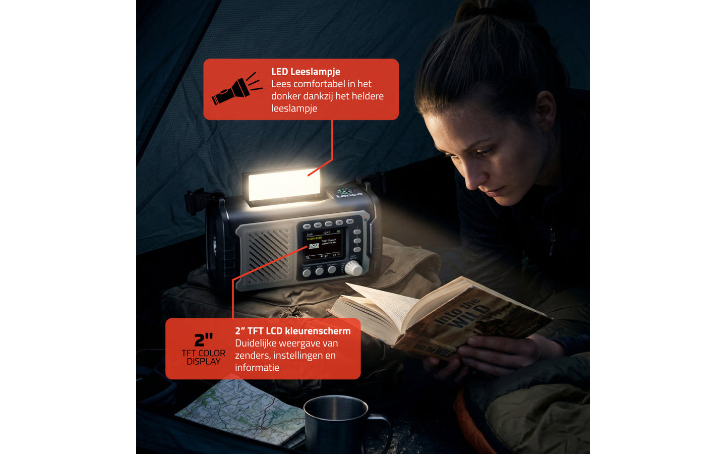 Noodradio – Lenco (DAB+/FM, Bluetooth en oplaadbare batterij, powerbank en zaklamp functie) - afbeelding 15