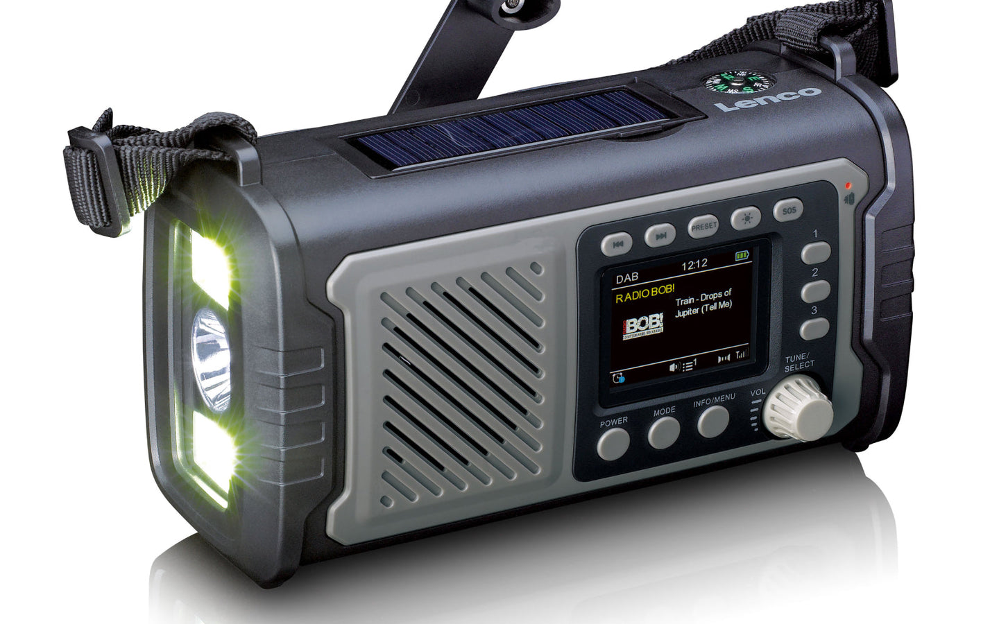 Noodradio – Lenco (DAB+/FM, Bluetooth en oplaadbare batterij, powerbank en zaklamp functie) - afbeelding 3