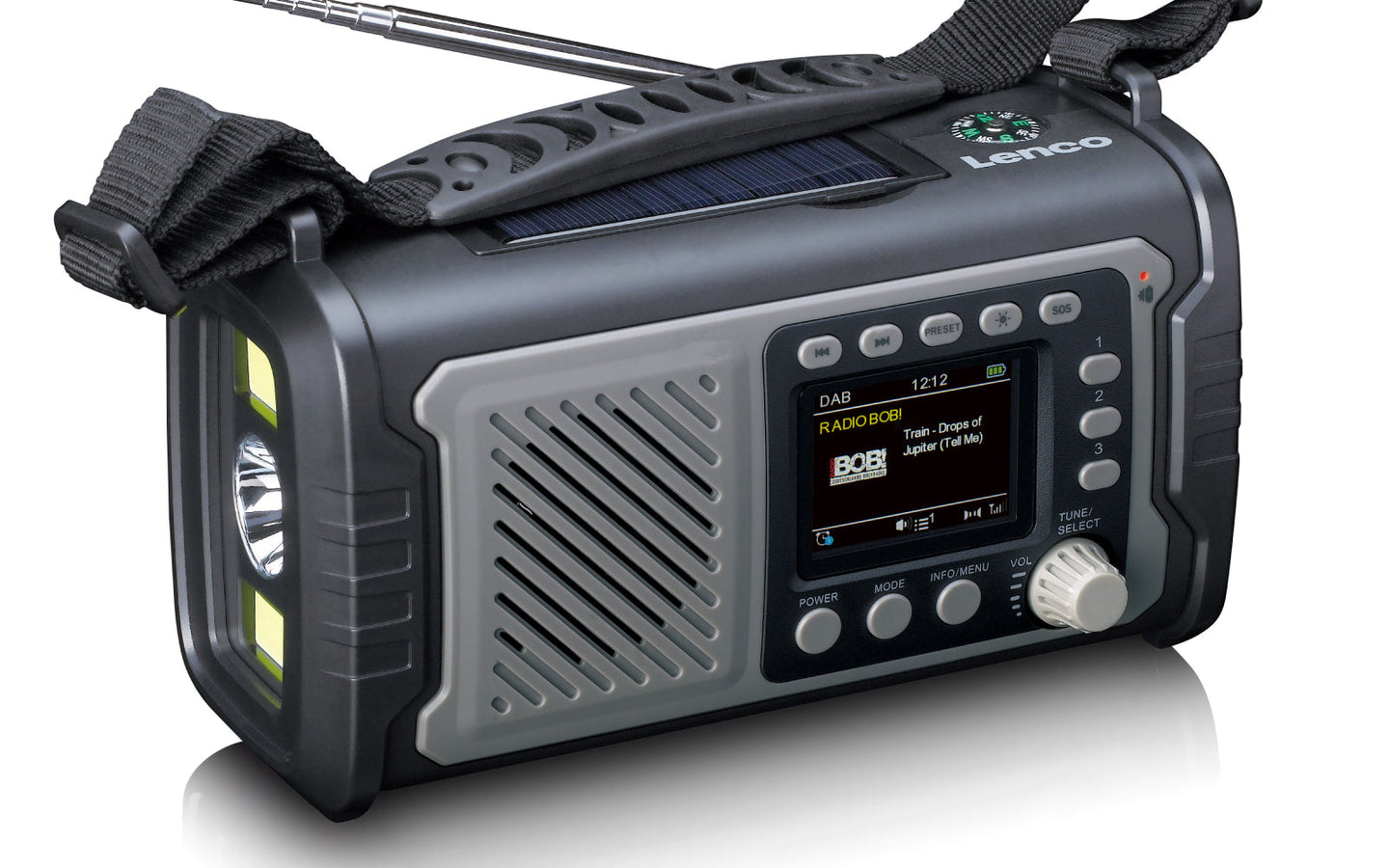 Noodradio – Lenco (DAB+/FM, Bluetooth en oplaadbare batterij, powerbank en zaklamp functie) - afbeelding 4