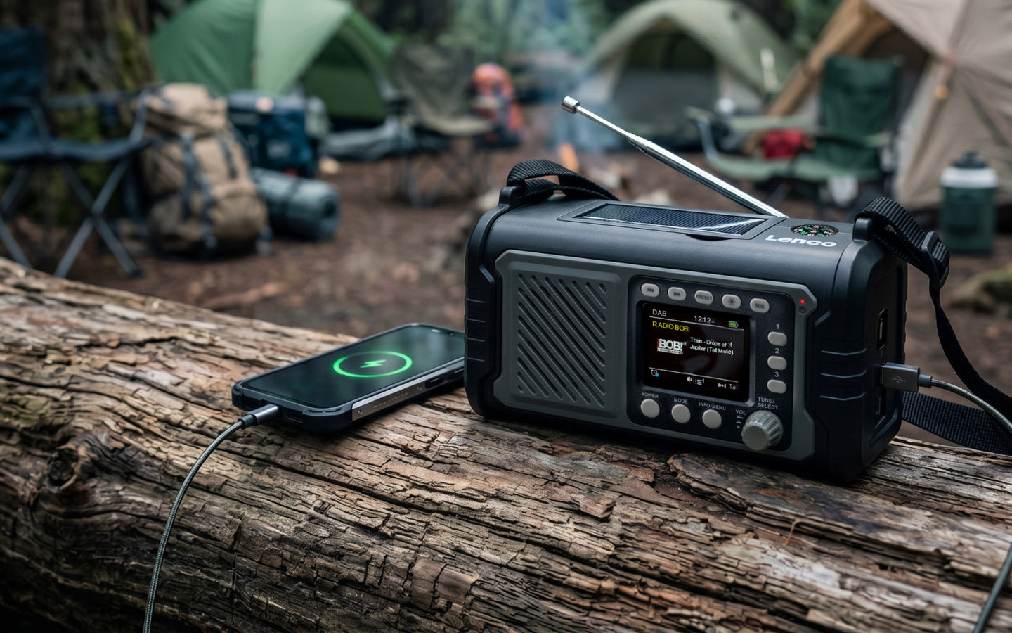 Noodradio – Lenco (DAB+/FM, Bluetooth en oplaadbare batterij, powerbank en zaklamp functie) - afbeelding 2